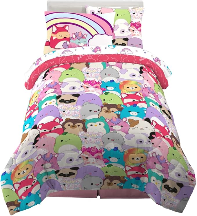 Franco Squishmallows Bedding Super Soft Comforter and Sheet Set with Sham, 5 Piece Twin Size