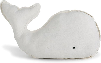Marble Empire Whale Pillow Linen, Whale Throw Pillows with Free Style Edge,Coastal Ocean Decorative Pillow for Couch Sofa (Natrual Beige)