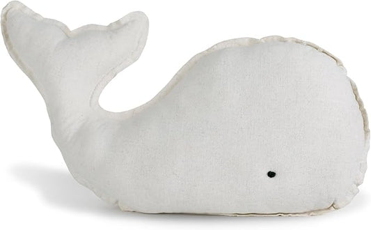 Marble Empire Whale Pillow Linen, Whale Throw Pillows with Free Style Edge,Coastal Ocean Decorative Pillow for Couch Sofa (Natrual Beige)