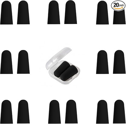 20 Pairs Black Reusable Ear Plugs, 32dB NRR Noise Reduction, Washable Slow-Rebound Foam Earplugs for Sleeping, Snoring, Work, Concerts, Travel