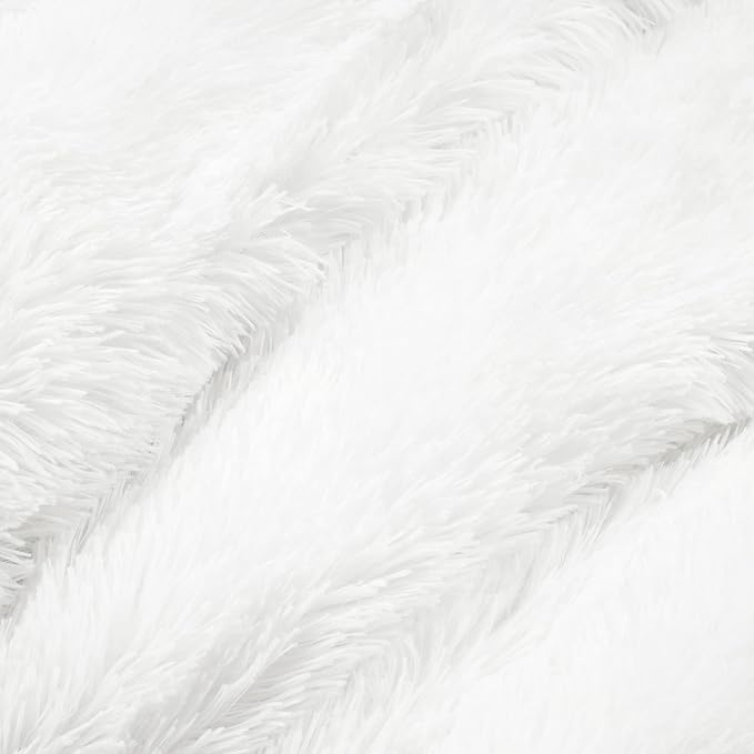 Lush Decor Emma Soft Fluffy Faux Fur Oversized Duvet Cover Set, Full/Queen, White - Warm Plush 3 Piece Bedding Set