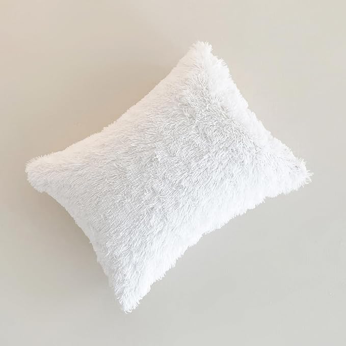 UOZZI BEDDING White Faux Fur Comforter Set King 3 Pieces - 1 White Shaggy Comforter with 2 Pillowcases - Ultra Soft and Easy Care Luxury Plush Warm Winter Duvet Set