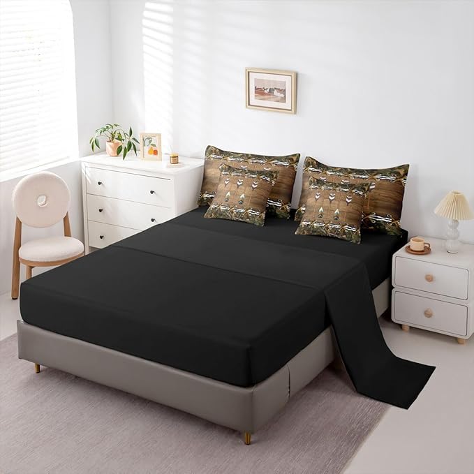 Erosebridal Camo Twin Comforter Set with Sheets | Lake Quant 7-Piece Bedding Set Mens Hunting Country Bed in a Bag, Farmhouse Woodland Animals Bed Sets,Camouflage Rustic Cabin Decor Camo Bed Set