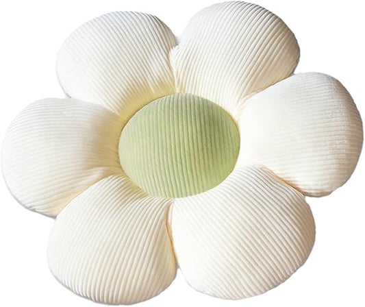 Flower-Shaped Cute Pillow, Flower Cushion, Reading Pillow and Leisure and Comfortable Pillow, Car Cushion (Beige/Green, 60cm*60cm)