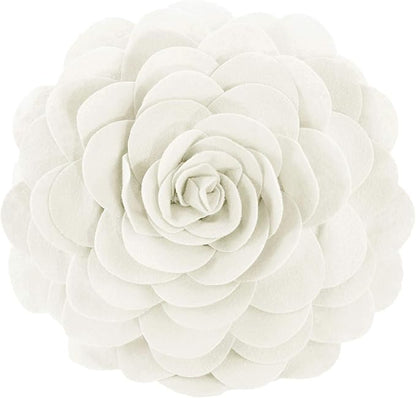 Fennco Styles Eva's Flower Garden Decorative Filled Throw Pillow 13" Round - Ivory Floral Accent Pillow for Home, Couch, Bed, Living Room, Holiday and Office Décor