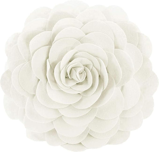 Fennco Styles Eva's Flower Garden Decorative Filled Throw Pillow 13" Round - Ivory Floral Accent Pillow for Home, Couch, Bed, Living Room, Holiday and Office Décor