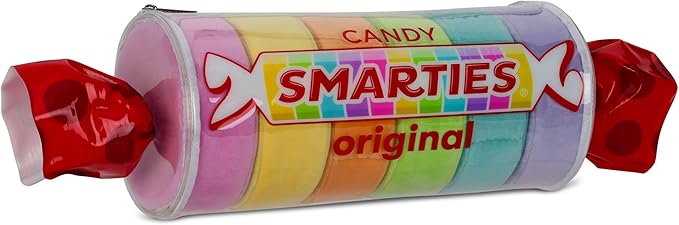 iscream Smarties Candies 17.5" x 4.5" Pillow Set in Clear Zippered Package
