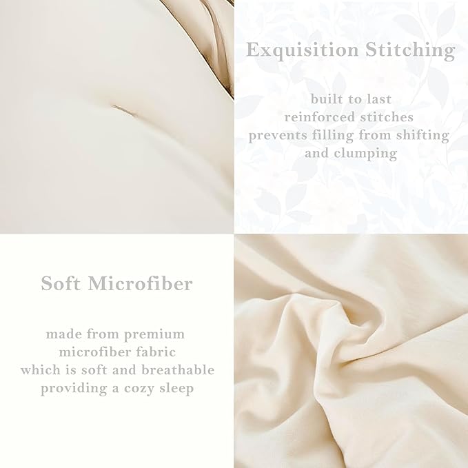 PERFEMET Twin Comforter Set 3 Pieces Beige Ruffled Comforter Set Shabby Chic Bedding Sets for Women Teen Girls Fluffy for All Season