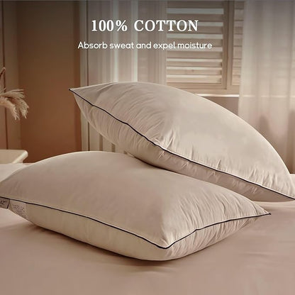 BHZ King Size Pillows Set of 4 Feather Down Hotel My King Pillows Bed Goose Pillow Luxury 4 Pack Pillow for Sleeping Side Sleepers Soft Support Gifts