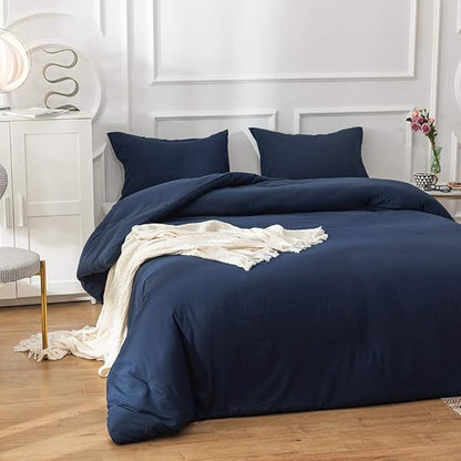 CLOTHKNOW Navy Blue Twin/Twin XL Comforter Set 3Pcs Dark Blue Bedding Comforter Sets Blue Comforter Navy Blue Comforter Sets Kids Boys Girls Comforter