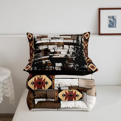 Feelyou Deer Bedding Set Wild Animal Comforter Set for Kids Boys Girls Southwestern Comforter Hunting Theme Quilt Set Bedroom Collection 2Pcs Toddler Size
