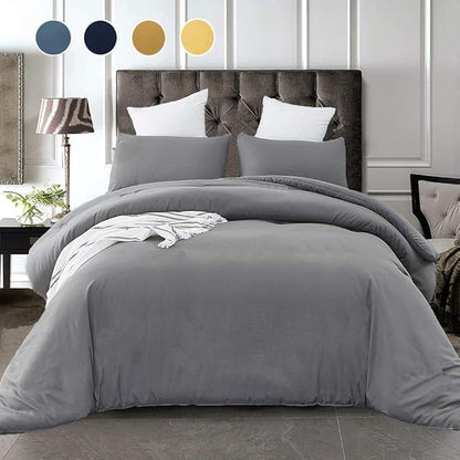 Cottonight Grey Comforter Set Twin Dark Grey Bedding Set Modern Solid Gray Blanket Quilts Modern Soft Breathable 3 Piece Comforter Set for Twin Bed Boys Kids