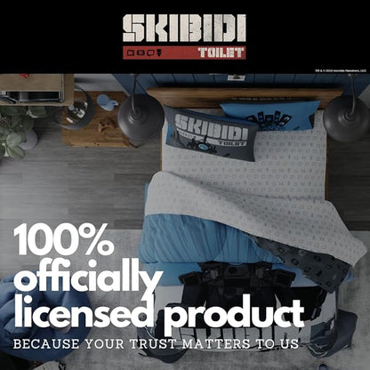Skibidi Toilet Gamer Bedding 5 Piece Super Soft Reversible Comforter and Sheet Set Full, (Officially Licensed Product) by Franco