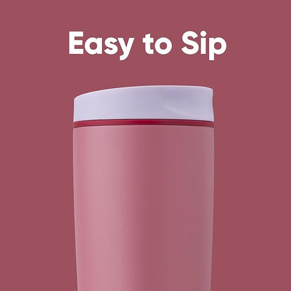 Owala SmoothSip Slider Insulated Stainless Steel Coffee Tumbler, Reusable Iced Coffee Cup, Hot Coffee Travel Mug, BPA Free 20 oz, Purple/Pink (Crochet Queen) | Insulated, Reusable, Iced Coffee Cup, BPA Free, Crochet Queen