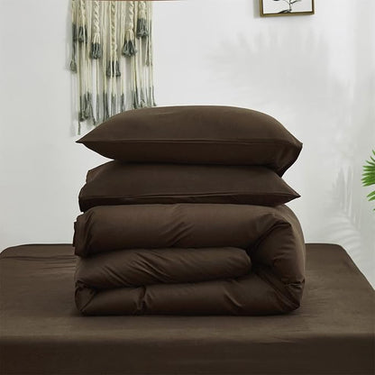 Cottonight Brown Comforter Set King Chestnut Brown Bedding Comforter Set Modern Chocolate Brown Blanket Quilts Modern Dark Brown Bedding Comforter Set for Women Men King Bed