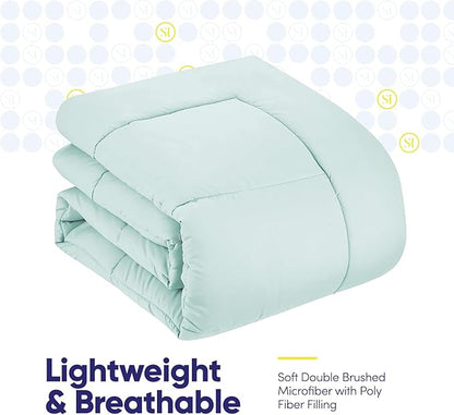 California King Comforter Set - Soft & Breathable 7-Piece Bedding Collection - 1 Comforter, 1 Fitted Sheet, 1 Flat, 4 Pillowcases - Deep Pocket - Premium Quality - Ideal for All Seasons, Aqua