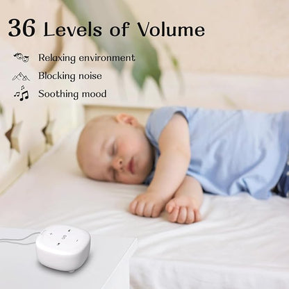 White Noise Sound Machine with 30 Soothing Sounds Brown Noise Sound Machines for Sleep Office Privacy Bedroom 36 Adjustable Volume 4 Timers Memory Function Sleep Sound Machine Adult Elderly Baby Care