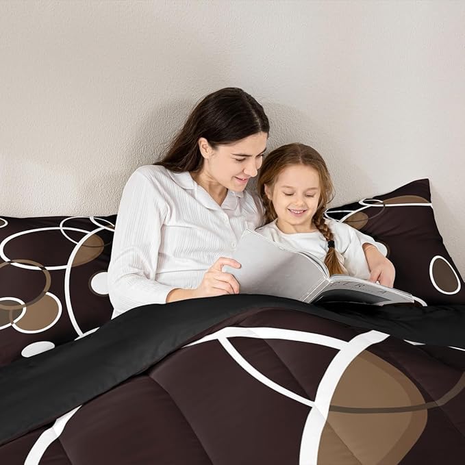 Erosebridal Aesthetic Modern Comforter Set King Abstract Artwork Bedding Set, Black Geometric Bedding Comforter Sets White Stripe Duvet Sets, Lightweight Soft Cozy Quilted Comforter with 2 Pillow Case