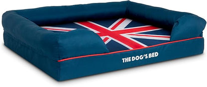 The Dog’s Bed Replacement Outer Cover, Oxford Fabric, Blue with Red Trim & UK Center Flag, Large