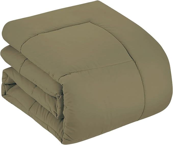 Sweet Home Collection 5 Piece Comforter Set Bag Solid Color All Season Soft Down Alternative Blanket & Luxurious Microfiber Bed Sheets, Sage, Twin (Pack of 4)