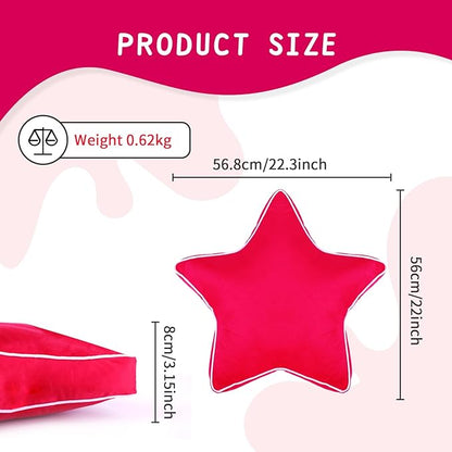 Star Pillow - Decorative Throw Pillows Floor Cushion Accent Pillow for Sofa Bed Couch Bedroom Red