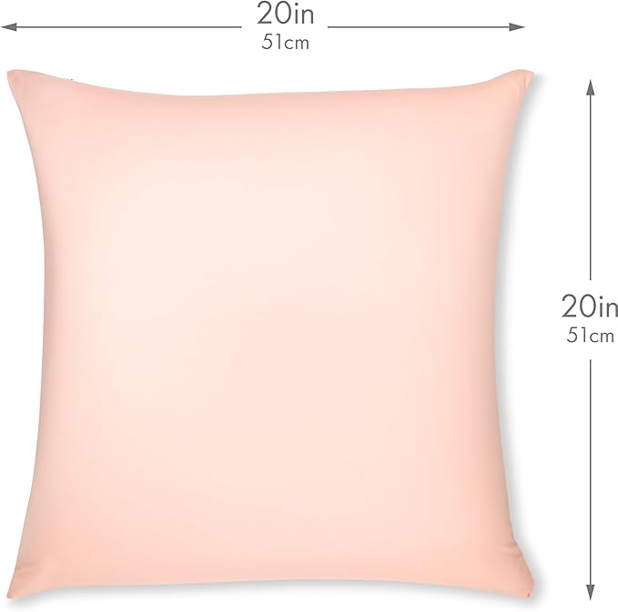 PILLOWY 20x20 Throw Pillowcases (Cover Only) - 85/15 Nylon, Spandex - Luxurious, Silky, Stretchy & Soft - 1Pcs Solid Color - A Perfect Choice for Couch Chairs Sofa Bed Adult/Kids Bedroom, Cream Peach