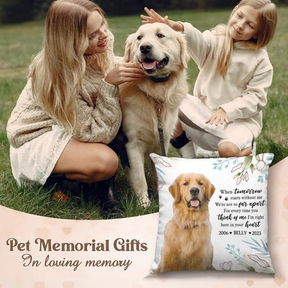 Pawfect House Personalized Dog Memorial Throw Pillows with Photo (Insert Included), I'm Right Here in Your Heart, Loss of Dog Sympathy Gift, Cat Memorial Gifts for Loss of Cat, Pet Loss Gifts