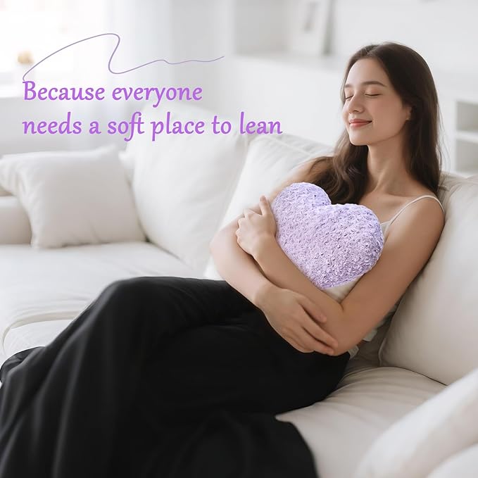 Heart Pillow Purple Throw Pillows, Soft and Fluffy Decorative Pillows for Bed Couch Chair, Cute Heart Shaped Room Decor for Valentine Anniversary Birthday Halloween Christmas (Small, 13"x10")