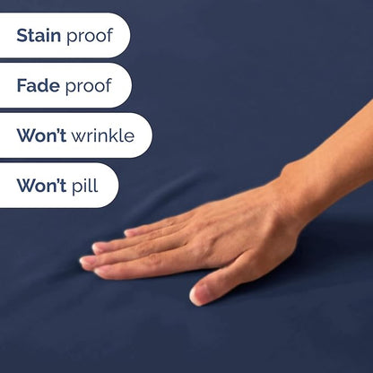 Short Queen RV Size 4 Piece Sheet Set - Comfy Breathable & Cooling Bed Sheets Set - Hotel Luxury Bedding for Women, Men, Kids, Teens, Boys & Girls - Deep Pockets & Ultra-Soft - Oeko-Tex - Navy Blue