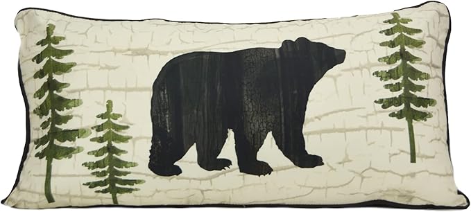 Donna Sharp Throw Pillow - Painted Bear Lodge Decorative Throw Pillow with Bear Pattern - Rectangle