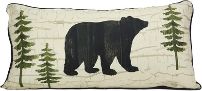 Donna Sharp Throw Pillow - Painted Bear Lodge Decorative Throw Pillow with Bear Pattern - Rectangle