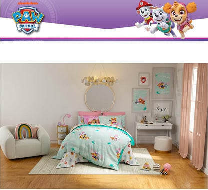 Paw Patrol Girl Skye Kids Bedding Super Soft & Cozy Reverisble Microfiber Comforter and Sheet Set with Sham, 7 Piece Full Size, (Officially Licensed Product) by Franco