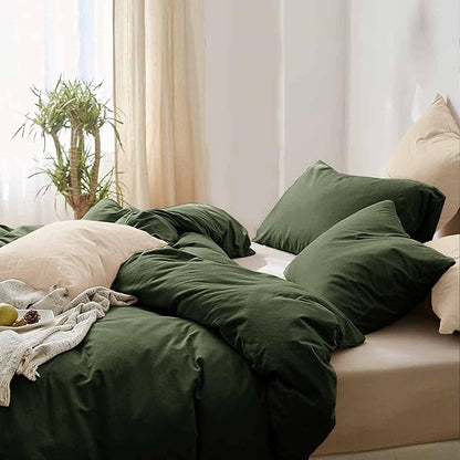 ETDIFFE Dark Green Full Size Comforter, 3pc Soft Farmhouse Olive Bedding Set & Collection, Lightweight All Season Microfiber Down Alternative Bed Comforter with 2 Pillow Shams for Women Men
