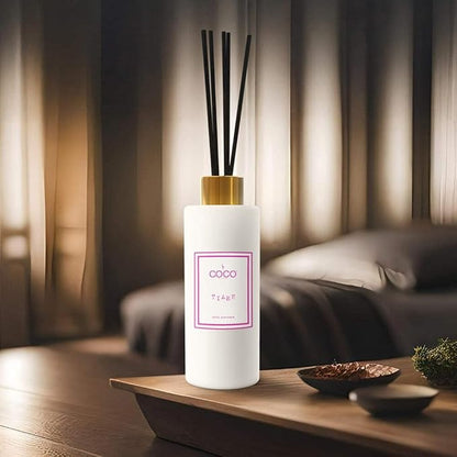 COCO by Stone 5oz Reed Diffuser (Tiare) – Luxury Scented Oil Diffuser for Home Aromatherapy, Long-Lasting Vegan Fragrance, Elegant Home Décor and Air Freshener
