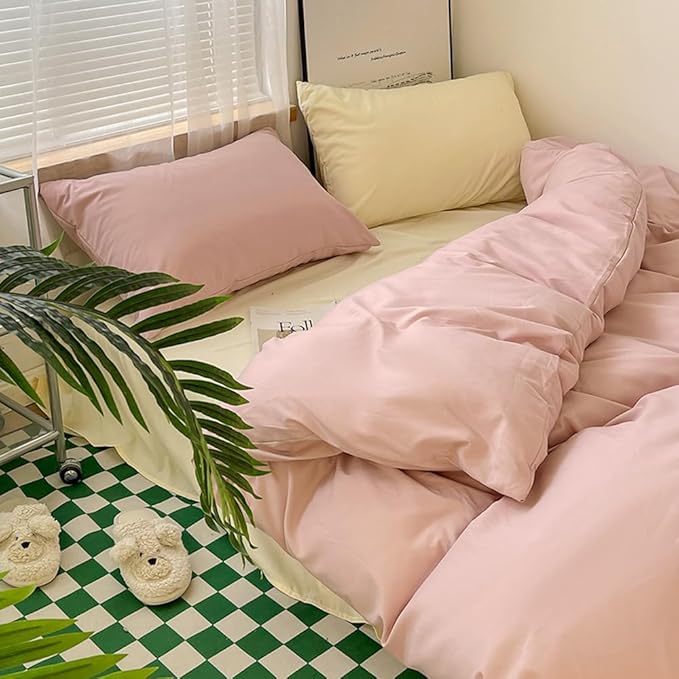 Wellboo Blush Pink Comforter Set Full Size Bean Pink Bedding Comforter Sets for Women Girls Solid Pink Quilts Soft Modern Dusty Red Bed Blankets Light Pink Warm Minimalist Bedding with 2 Pillowcases