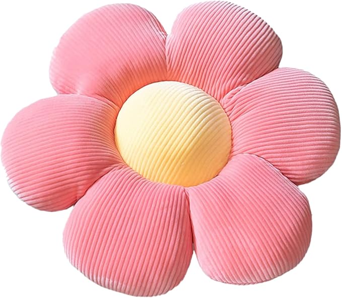 Flower-Shaped Cute Pillow, Flower Cushion, Reading Pillow and Leisure and Comfortable Pillow, Car Cushion (Pink/Yellow, 60cm*60cm)