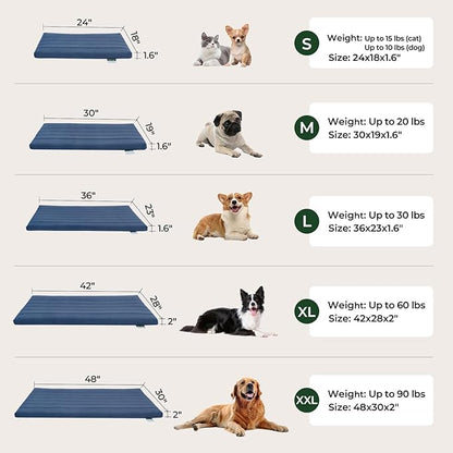 BALANCE Dog Crate Bed, Orthopedic Dog Bed Pad with Waterproof Liner, Washable Crate Foam Pet Mat for Large, Medium, Puppy Dogs Breeds, Powder Blue, 42"x28"x2"
