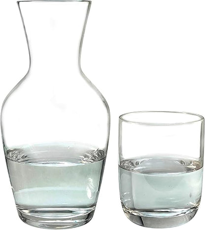 Lily's Home 26 oz Water Carafe, With Glass Cup as Lid, Bedside Water Carafe for Bedroom, Bathroom, or Kitchen, Ideal for Midnight Hydration and End Table Decor