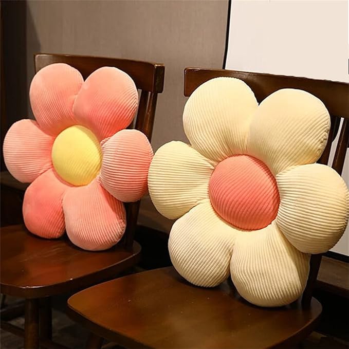 Flower-Shaped Cute Pillow, Flower Cushion, Reading Pillow and Leisure and Comfortable Pillow, Car Cushion (Beige/Pink, 40cm*40cm)