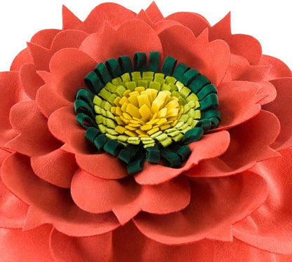 3D Flower Decorative Throw Pillow Accent Handmade Round Pillow Cushion with Insert for Home Couch Bedroom Decor 13 x 13 Inch Reddish Orange