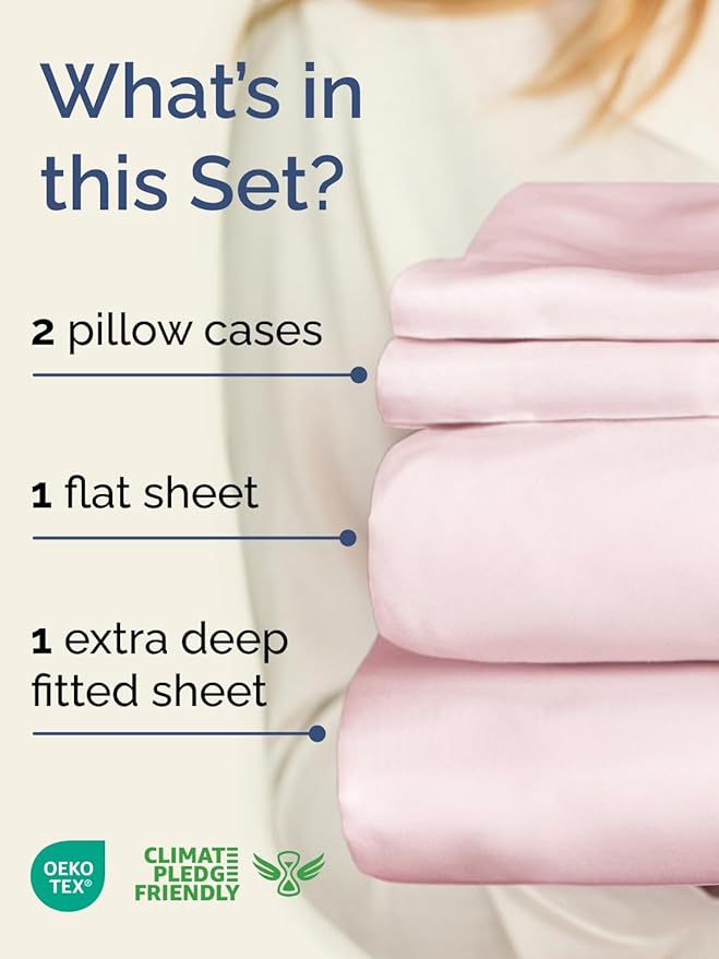 Extra Deep Twin XL Sheet Set - 4 Piece Breathable and Cooling Sheets - Hotel Luxury Bedding for Women, Men, Kids & Teens - Easy Secure Fit - Soft & Wrinkle Free - Extra Deep Pockets - Lavender Pink
