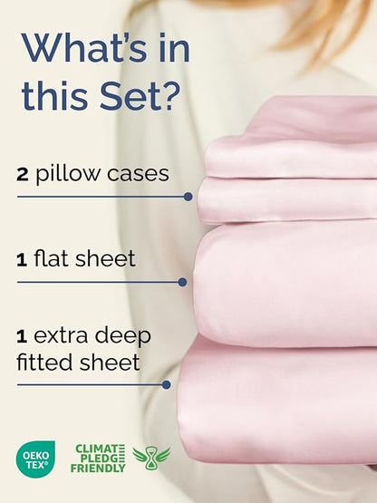 Extra Deep Twin XL Sheet Set - 4 Piece Breathable and Cooling Sheets - Hotel Luxury Bedding for Women, Men, Kids & Teens - Easy Secure Fit - Soft & Wrinkle Free - Extra Deep Pockets - Lavender Pink