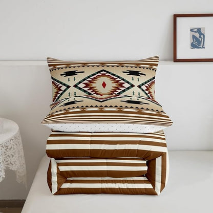 Feelyou Rustic Western Bedding Set Queen Size Kids Southwest Native Comforter for Boys Girls Teens Geometric Boho Comforter Set Soft Microfiber West Room Decor