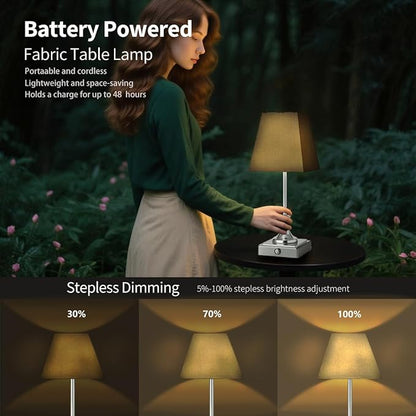 Rechargeable LED Table Lamps with Stepless Touch Control,Light Sliver Cordless Lamp for Living Room&Bedside&Patio&Shower,Small Desk Lamp(6000mAH Battery),2 Pack for Home Decor,Best Gifts for Family