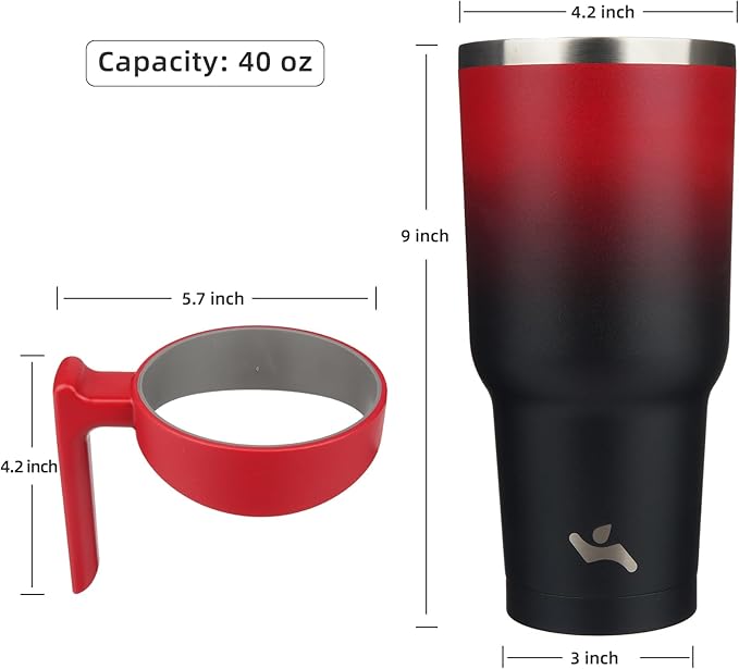 40 oz Tumbler with Handle and 2 Straw 2 Lid, Insulated Water Bottle Stainless Steel Vacuum Cup Reusable Travel Mug,Mystic Moon