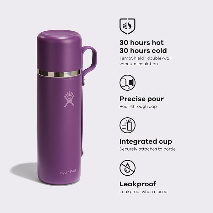 Hydro Flask Hot Flask & Cup – Insulated Stainless Steel, Hot Drink Travel Container for Coffee & Tea 28 Oz Trillium Pink