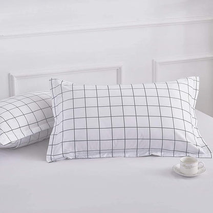 Faincy Full Comforter Set, White Black Grid Geometric Plaid Pattern Printed Reversible Comforter - Size 80 x 90 3PC Soft Microfiber Duvet Sets 2 Pillowshams Modern Bedding in a Bag for Women Men Teen