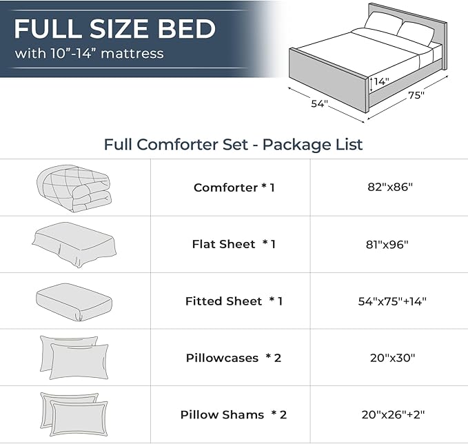 HEVUMYI Terracotta Full Comforter Set - 7-Piece All Season Bed in a Bag Full, Ultra Soft Bedding Set with Comforter, Flat Sheet, Fitted Sheet, Pillowcases, Pillow Shams