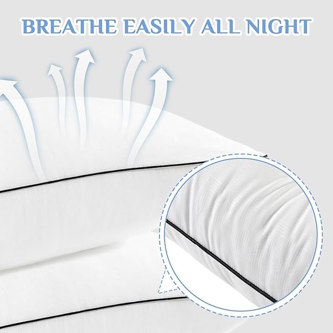 JOLLYVOGUE Pillows Standard Size Set of 4, Collection Bed Pillows for Sleeping, Hotel Quality Pillows for Side, Back and Stomach Sleepers, Soft Supportive Oeko-Tex Certified Down Alternative Filling