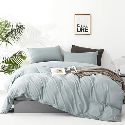 CLOTHKNOW Light Blue Full Size Comforter Sets Blue Bedding Comforter Sets Soft All Season Comforter with 2 Pillow Cases Women Men Bedding